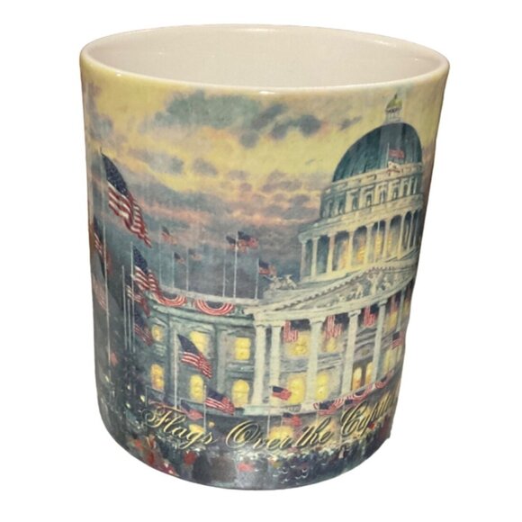 Thomas Kinkade Ceramic Coffee Mug Flags Over The Capitol Patriotic Design 2011 - Picture 2 of 12
